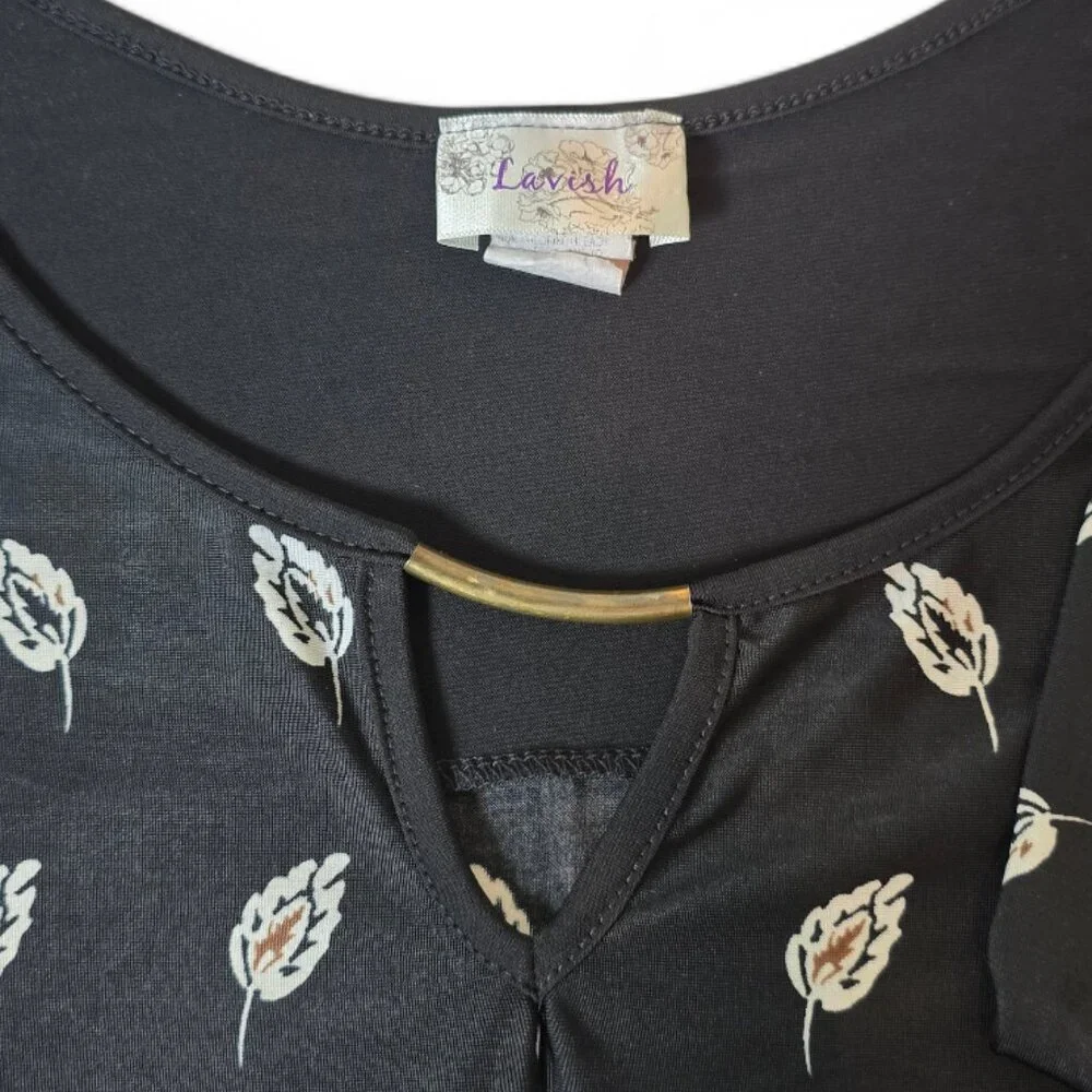 Lavish Black Bohemian Floral Tunic Top – Women's Size 1X - Picture 5 of 13